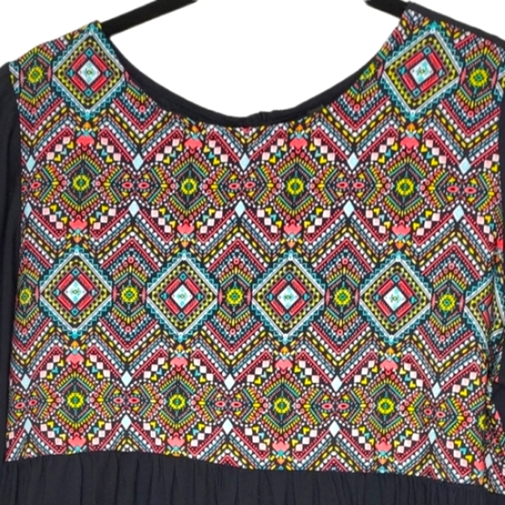 Here&Now Women M Ethnic Motifs Boho Gypsy Grunge 3/4 Sleeve Peplum India Top